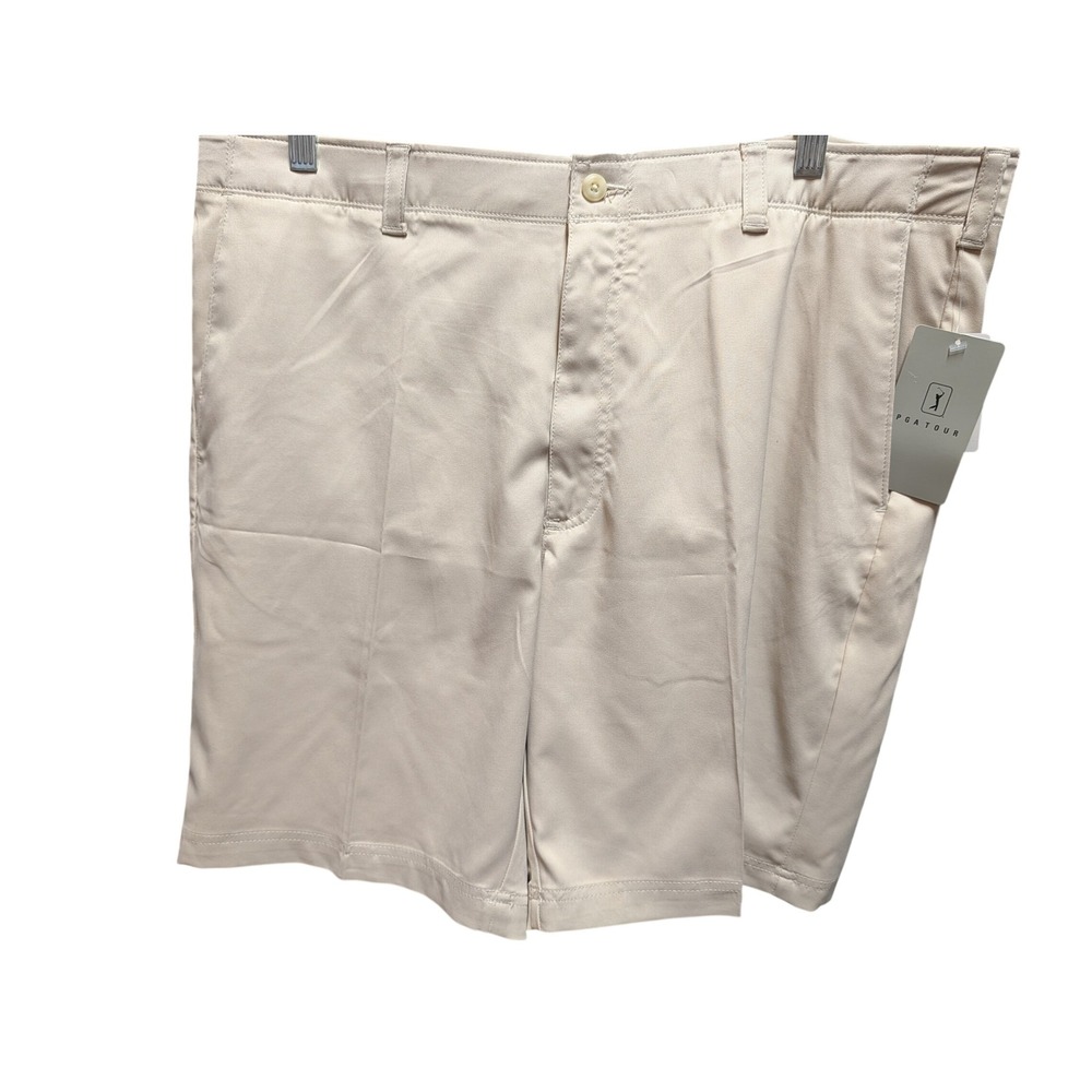 PGA TOUR Golf Shorts Mens 40 Khaki New Active Waistband Performance Stretch